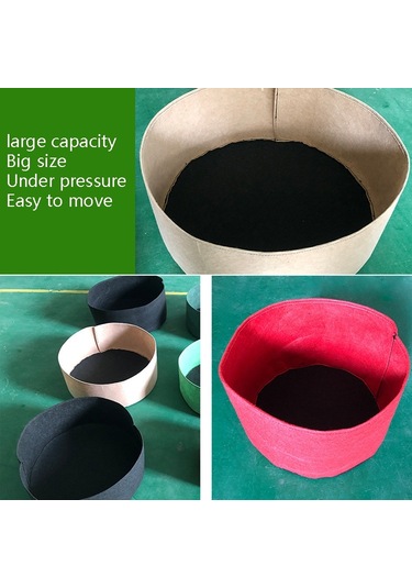 80x30cm 150l Keçe Dikim Varil Kapalı Dış Yuvarlak Bitki Çantası Dokumasız Fide Çantası Siyah