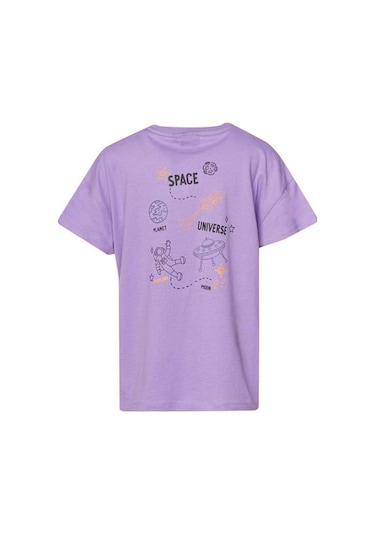 Hummel Peter Oversize Erkek Çocuk Mor Yuvarlak Yaka Tişört Mor