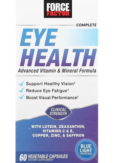 Force Factor Eye Health Lutein Zeaxanthin Saffron Copper 60 Vegetable Caps