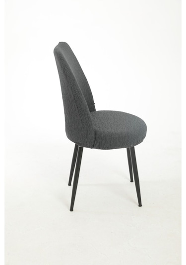 StarMall Jakarli Kumaş Oval Sandalye Kılıfı,sandalye Örtüsü Çubuk Desen 1 Adet Antrasit