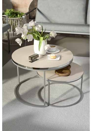 Orta Sehpa Ikili Lüx Specıal Gümüş Krem