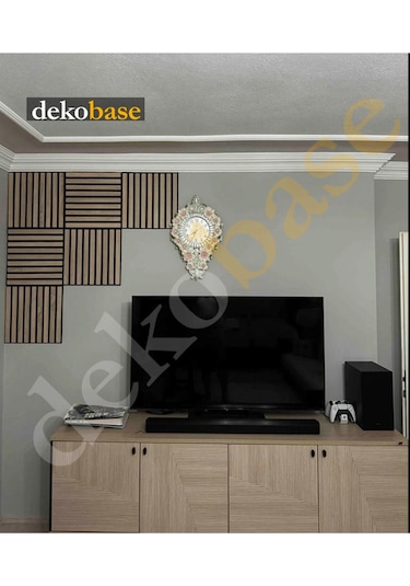 Meşe 10 Adet 40x40cm Yeni Nesil Akustik Ahşap Duvar Paneli