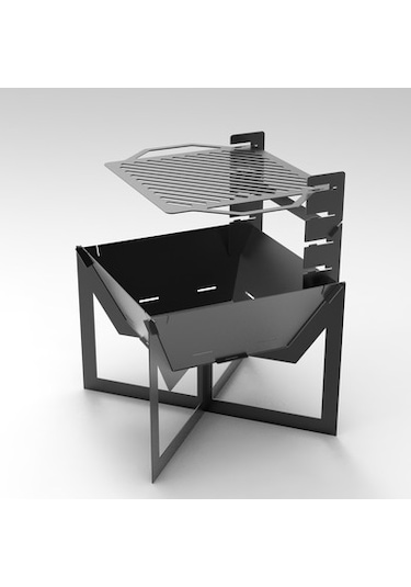 Portatif Ateş Çukuru Kademeli Izgaralı Ve Ayaklı Bahçeniz İçin De Siyah