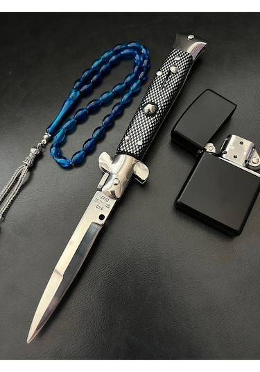 Kamp Outdoor Paslanmaz Italyan Çakı Seti Siyah