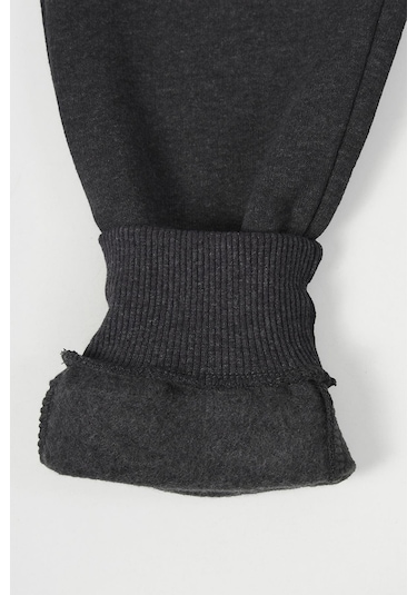 Mmetalic Antrasit Kalın Pamuklu Beli Ve Paçası Lastikli Cepli 5-6-7-8-9-10-11-12 Yaş Kız Çocuk Eşofman Altı Antrasit