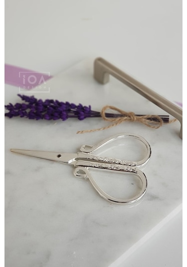 Nişan Makası Gümüş Renk Mor Lavanta Kuru Çiçek Demeti