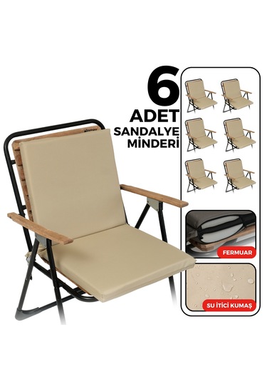 Xpermate 6'lı Arkalıklı Sandalye Minderi Fermuarlı 40x40 Bej