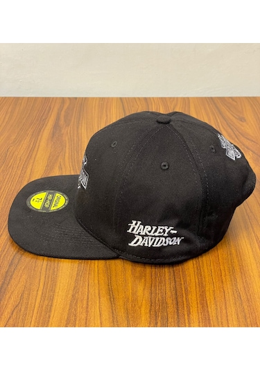 Hamze Harley Davidson Cycles Hip Hop Snapback Rapper Şapka Cap Siyah - Gri