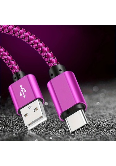 Oldfriend 2.4a Hızlı Şarj Usb-c Kablosu - Ultra/s23+/s22/s22+/s21 İçin Dayanıklı Nylon Örgülü Uzun Mavi 3m