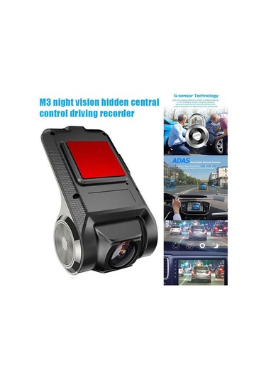 Youtek Oto Dvr Mini Kamera 1080p Full Hd Gece Görüşü 90 Döner Lens Adas Yol Asistansı Döngü Kaydı Usb Beslemeli Siyah