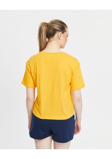 Bella Dossi Pamuklu Kısa Kollu Baskılı Kadın Şortlu Yazlık Pijama Takımı Sarı-lacivert Lacivert - Sarı