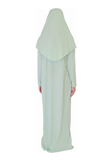 Su Yeşili Fermuarlı Namaz Elbisesi Su Yeşili