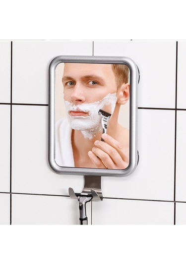 Hangfox Banyo Duş Anti-parmaklı Gözlük Ayna - Tıraş Ve Makyaj İçin, Sürekli Sünger İle Montaj, Deliksiz Ve Halka Tasarım, Gri-açık A1341900 Gümüş