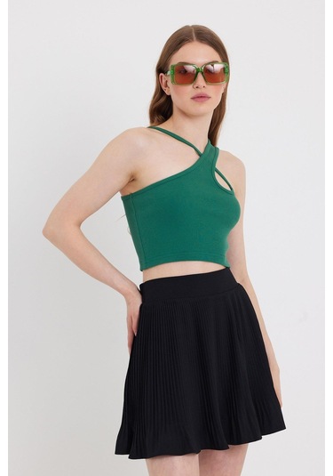 Quhox Kadın Askılı Crop Kaşkorse Yeşil