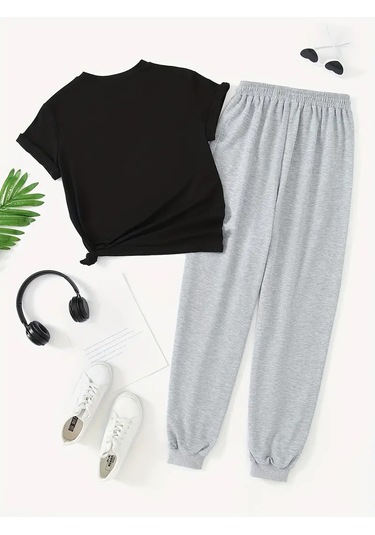 Beyaz Fs Baskılı Siyah Kargo Eşofman Takımı Siyah1 Siyah