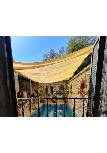 Morilu Bahçe Brandası - Yüzde 95Lik - Krem - Şeritli Halkalı