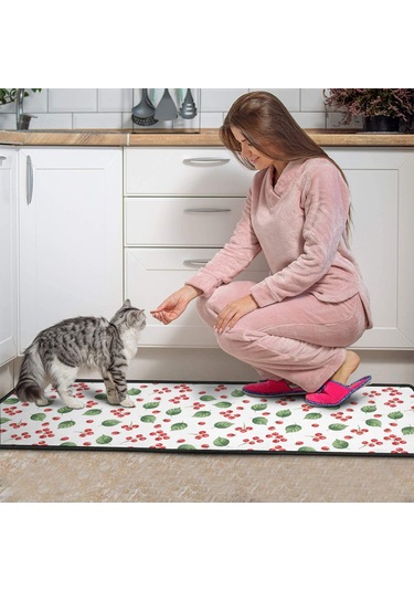 Noel Desenli 2'li Mutfak Matı, Anti-yorgunluk, Yastıklı Ve Kaymaz, Mutfak Ve Ofis İçin Noel Yemiş Yaprağı