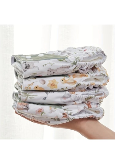 Maxaccess Happyflute 8 Adet Yıkanabilir Cep Bezleri Mikrofiber Yedekli Yenidoğan Bebek Bezi Çiçek Desenli Diğer