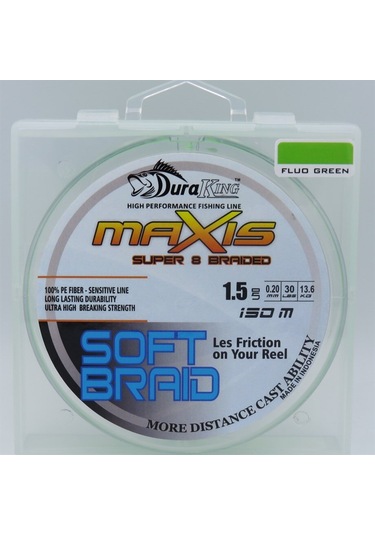 Duraking Maxis S.Soft 8X 150Mt Ip Misina 1,5Pe 0,20Mm-Fg Fluo Yeş