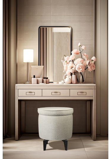 Gazzini Furniture Rio Retro Ayaklı Sandıklı Silindir Dekoratif Puf - Beyaz