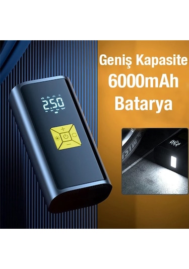 Enraco ST-9620B Dijital Led Işıklı Taşınabilir Şarjlı Araç Lastik Hava Şişirme Pompası