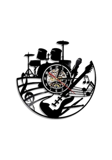 Primepickings Tahrikli Enstrüman Vinil Kayıt Duvar Saati A