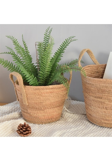 Dokuma Elde Taşınabilen Çiçek Sepetleri Rattan Saksılar Saklama Sepetleri B