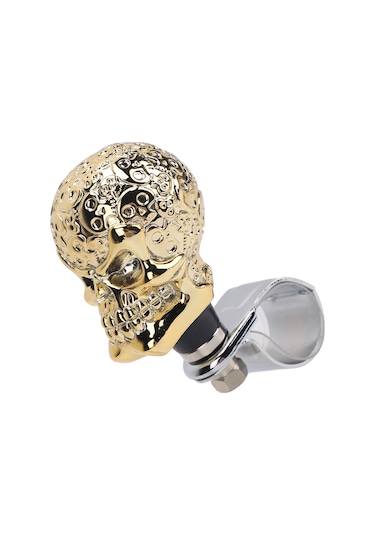 Lemestar Kafa Kelle Desenli Direksiyon Döndürme Kolu - Araba, Kamyon, Traktör, Bot Uyumlu - Dayanıklı Reçine Malzeme - Direksiyon Gücü Artırıcı - Gümüş Renk Gümüş