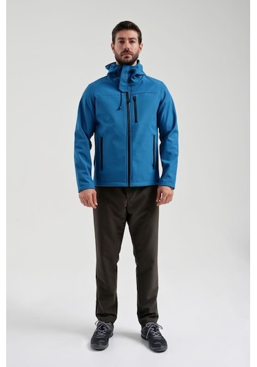 Exuma 2311100 Erkek Petrol Mavisi Yağmur Rüzgar Geçirmez Softshell Özellikli Mont 001
