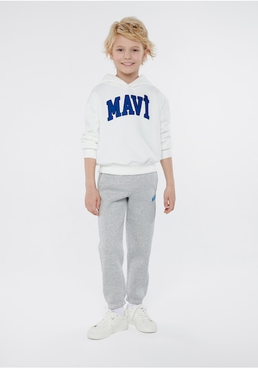Mavi - Mavi Logo Baskılı Beyaz Kapüşonlu Sweatshirt 6610110-70057