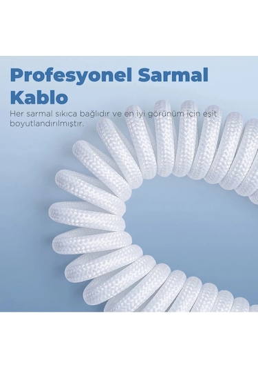 Mekanik Klavyeler İle Uyumlu Coiled Cable- Örgülü Sarmal Type-c Klavye Kablosu Black