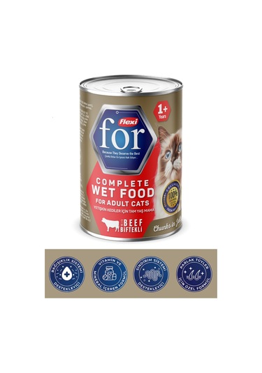 Biftekli Yetişkin Kedi Yaş Maması 400 Gr - Kolajen Destekli