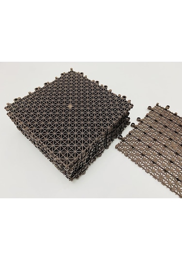 Plastik Kırılmaz Yer Karosu Zemin Kaplaması Kahve 1 M2 16 Adet Kahverengi