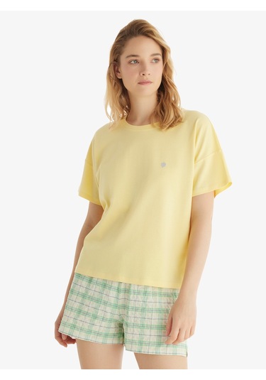 Kadın T-shirt 60547 - Açık Sarı Sarı