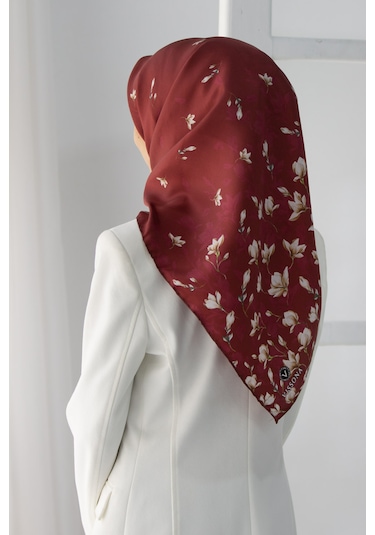 Vissona Twill İpek Eşarp Bordo-1