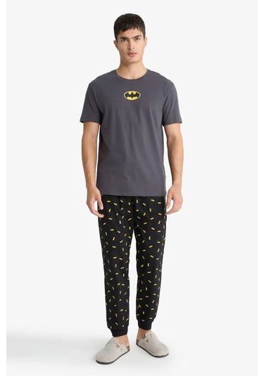 Defacto Batman Pijama Takımı Regular Fit Kısa Kollu Üst Uzun Alt D2604ax25auar150 Antrasit