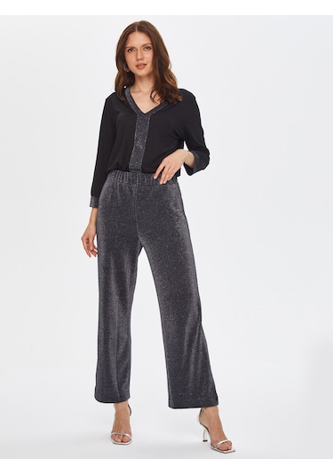Faik Sönmez Simli Straight Fit Örme Pantolon 69479 U6947910 Siyah