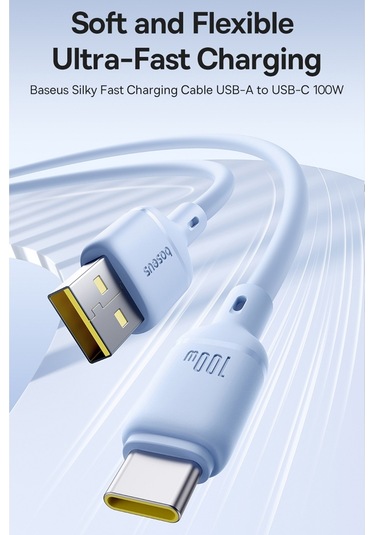 Baseus Silky Serisi Cbtxm Cbtx00w Usb'den Usb-c / Type-c Hızlı Şarj Kablosu Cbtx