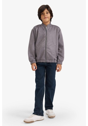 Defacto Erkek Çocuk Kolej Yaka Fermuarlı Bomber Ceket G3873a825wngr2 Gri-gr2
