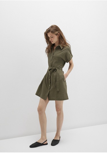 Mavi - Haki Gömlek Elbise 1310723-71549 Yeşil