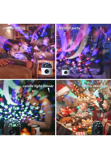 Yunboo Beyaz Led Yıldız Gökyüzü Ve Noel Projeksiyon Lambası - Bluetooth Hoparlörlü, Döner, Renkli Işık Efektleri, Akıllı Kontrol