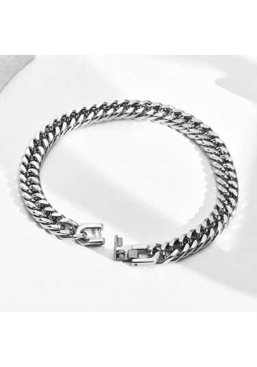 Altın Erkek Paslanmaz Çelik 8 Mm Link Zinciri Miami Küba Bilezikler Erkek Erkek Hediyeler İçin Takı Uzunluğu 19 Cm/20 Cm/21 Cm 19cm Altın