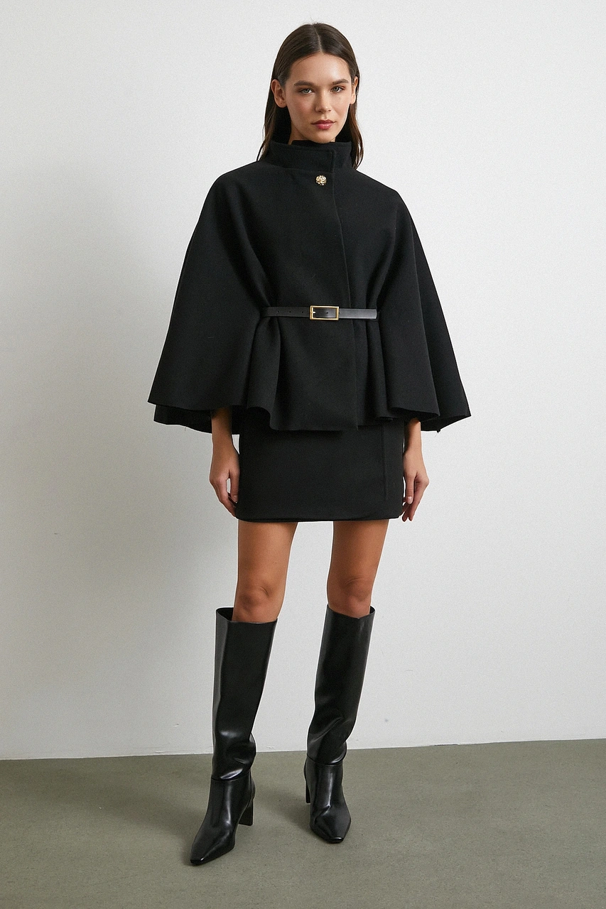 Kemer Kaşe Panço Siyah Siyah