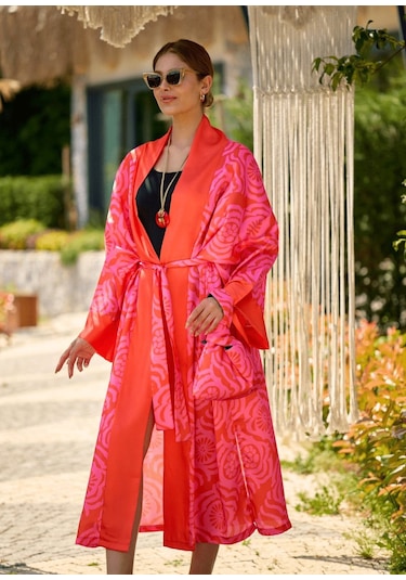 Mayovera Kimono - Dinamik Pembe Tasarım Pembe
