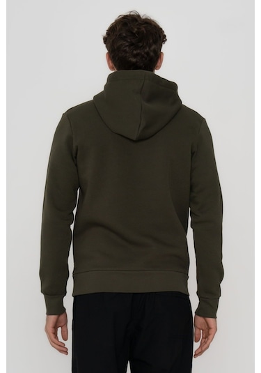 Jack & Jones Erkek Logo Baskili Kapüsonlu Sweatshirt - Deldrick 12193083 Forest Night Siyah