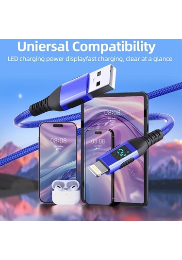 Topshop1 5 Adet İphone Şarj Kablosu Mfi Usb A Kablo Kırmızı Mavi Siyah 5li Set 1 Metre Lightning Kablo İphone İpad Uyumlu