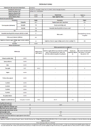 Grundig GPKND 551 I  551 L Duo No-Frost Kombi Tipi Buzdolabı Inox