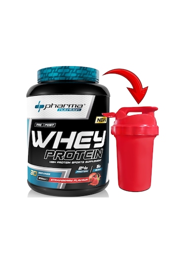 Whey Protein 900 Gr Çilek Aromalı Protein Tozu 24 Gram Protein 30 Servis Shaker Hediyeli