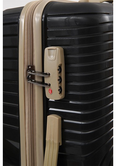Ççs 5239 Polipropilen Büyük Boy Valiz Siyah-bej