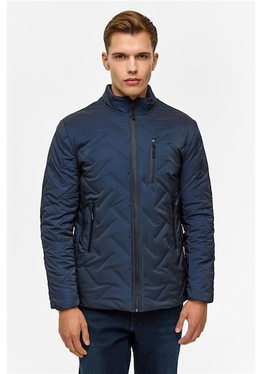 SÜVARİ Lacivert Slim Kapitone Mont Lacivert